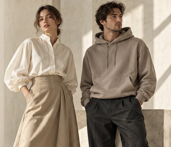 Concept image of apparel in a warm editorial setting